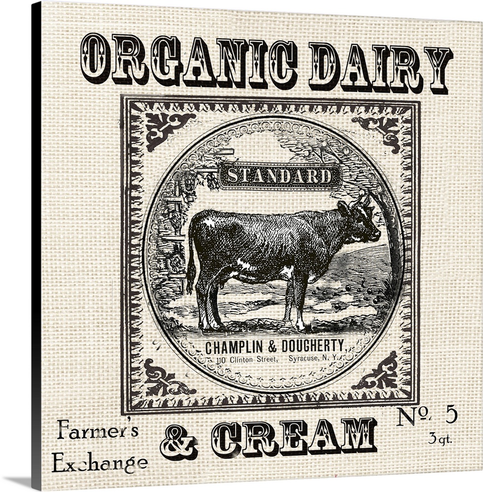 Farmhouse Grain Sack Label Cow