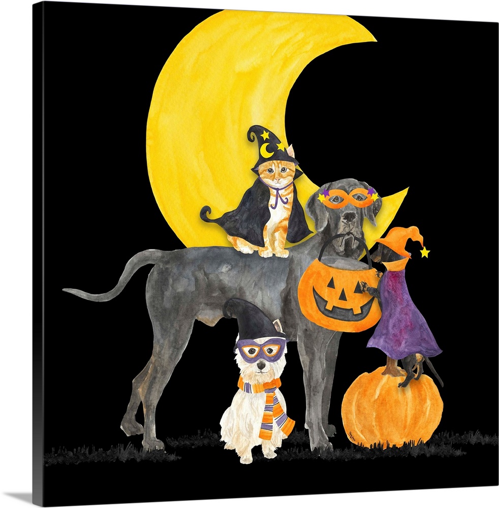 Fright Night Friends II Dog with Pumpkin