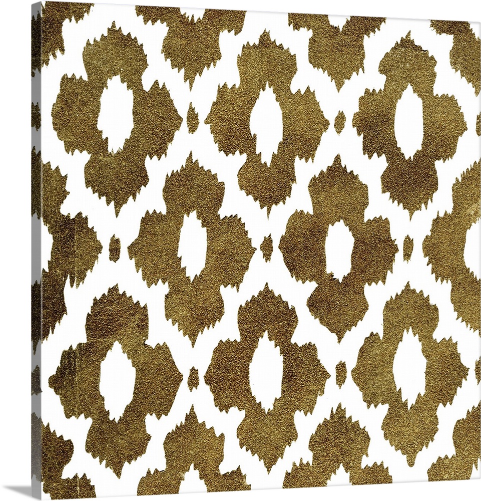Square decorative artwork of dark gold medallion designs in rows on a white background.