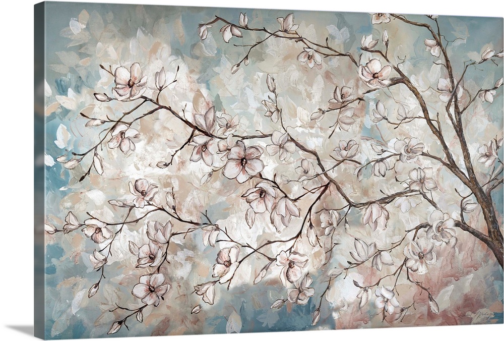Magnolia Branches on Blue