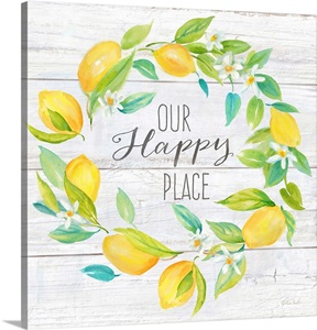 Our Happy Place Lemon Wreath Wall Art, Canvas Prints ...