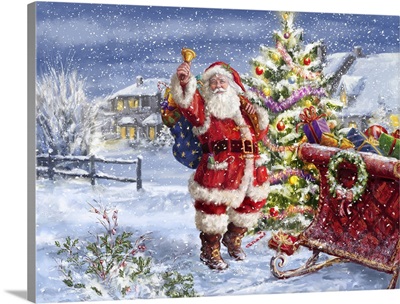 Santa ringing bell with Sleigh