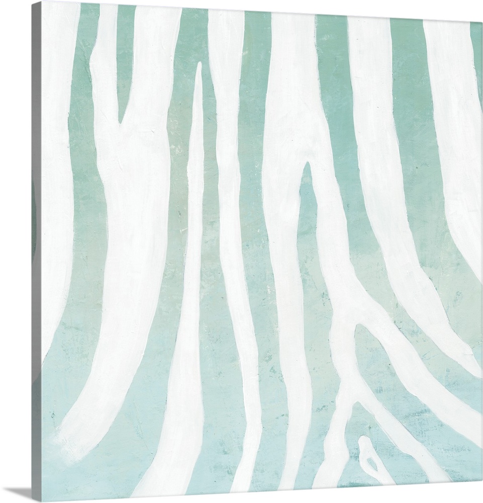A modern decorative image of a zebra pattern in subdue blues and white.