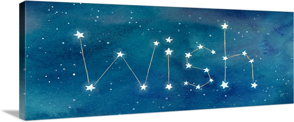 Stellar artwork of the word 'Wish' as a constellation.