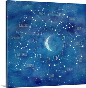 Star Sign with Moon Square Wall Art, Canvas Prints, Framed Prints, Wall ...
