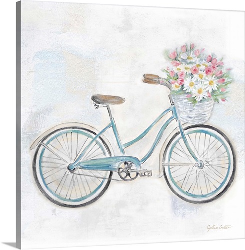 Vintage Bike with Flower Basket I Wall Art, Canvas Prints, Framed ...