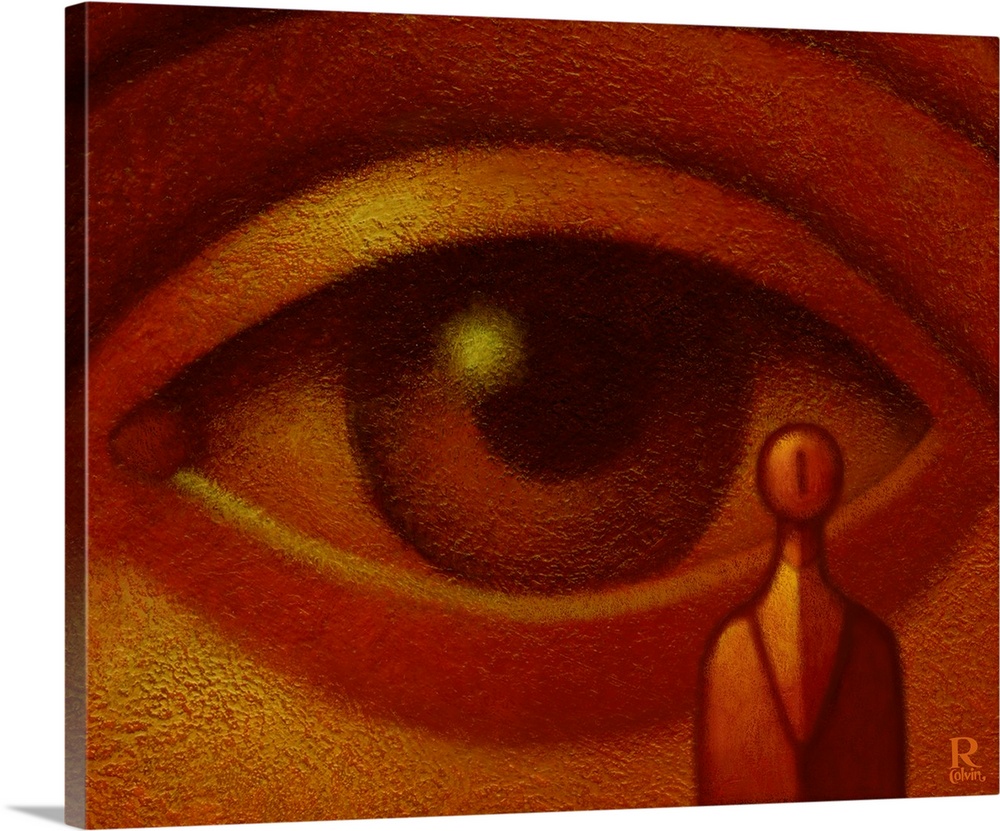 Conceptual painting of Big Brother's GIANT eyeball watching you.