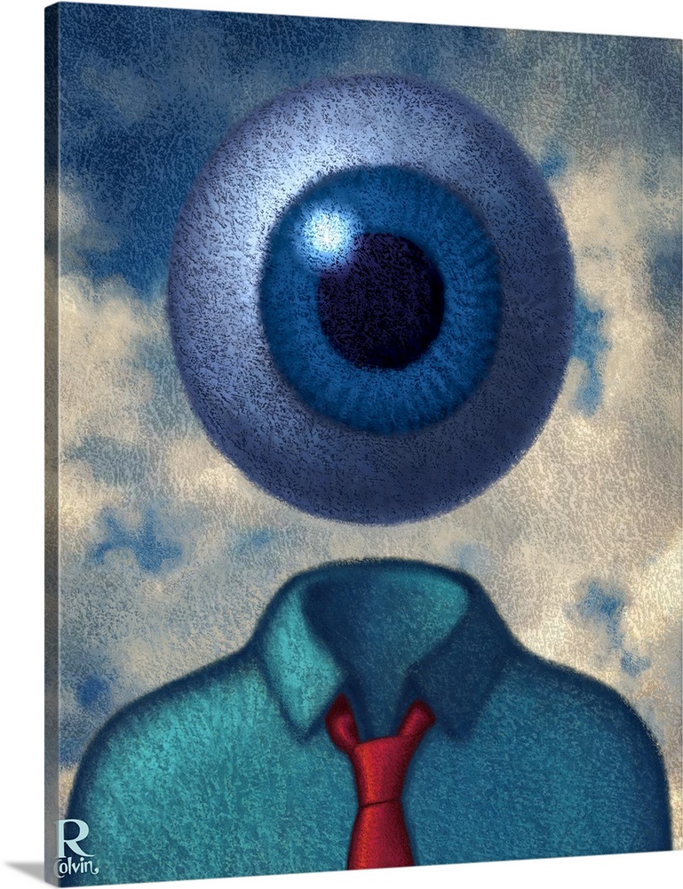 You're being watched. This is an obvious play on the great surrealist, Rene Magritte.