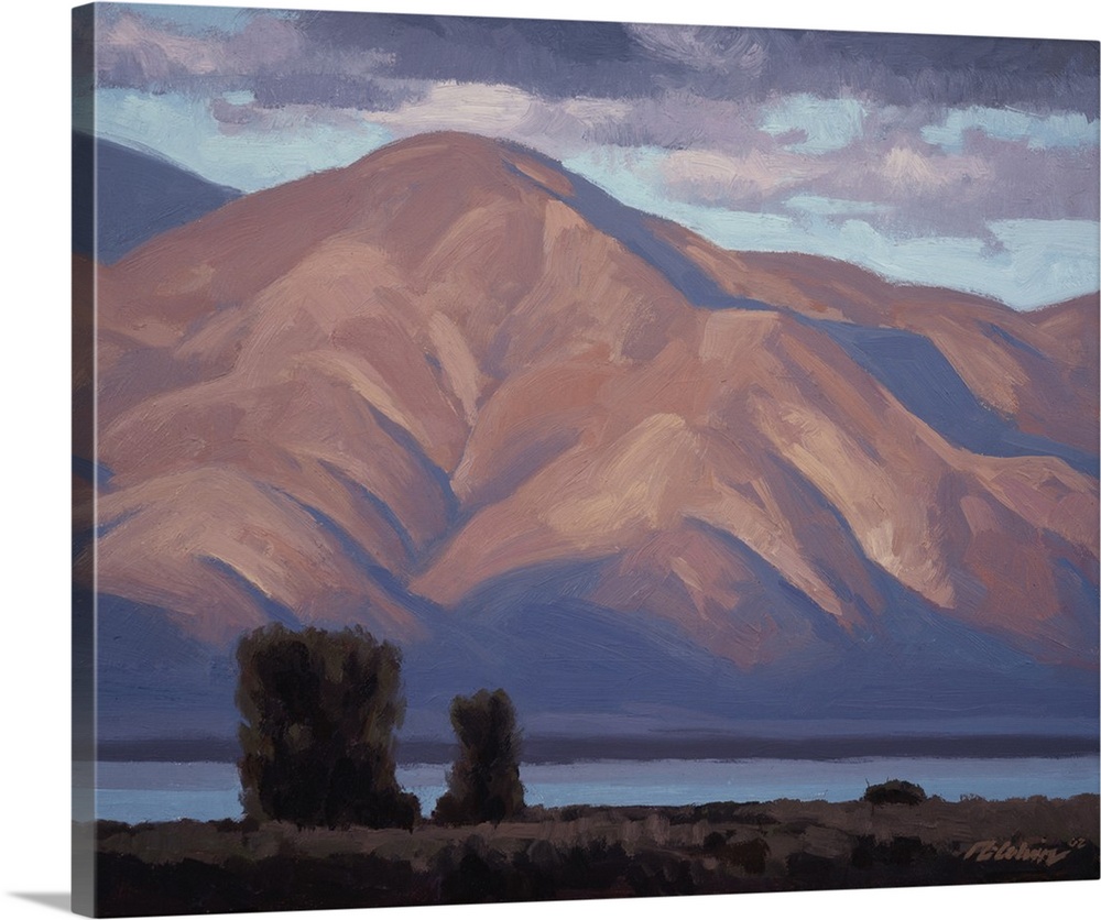 Landscape painting of the Great Salt lake as seen from Farmington bay, Utah.