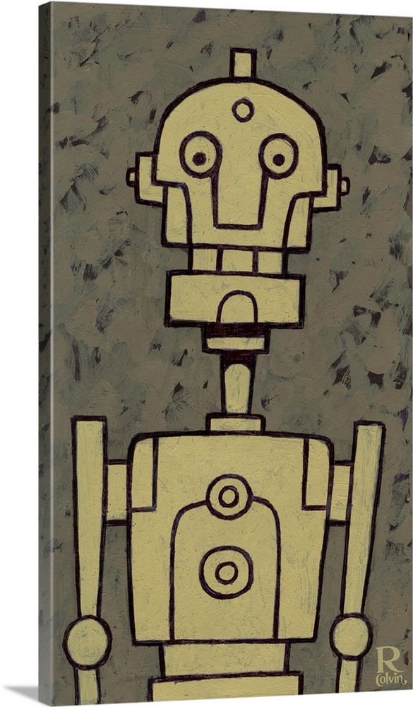 Painting of Mr. Robot Bob. A happy chunk of mechanical parts and ready to serve your needs.