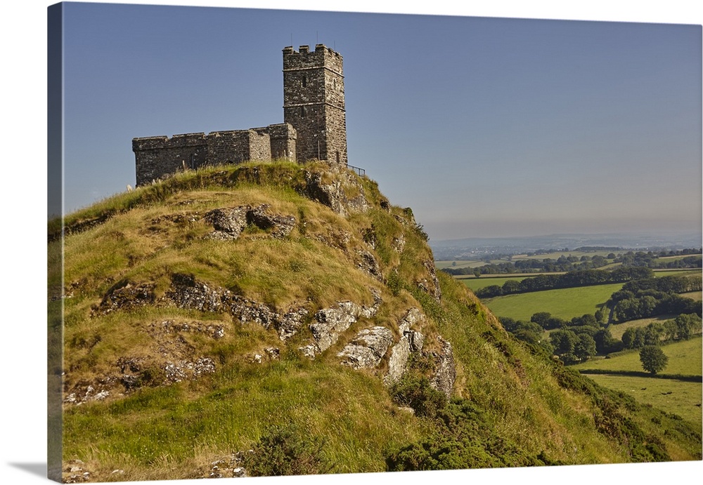 An iconic Dartmoor view of the 13th century St. Michael's Church on Brent Tor, on the western edge of Dartmoor National Pa...