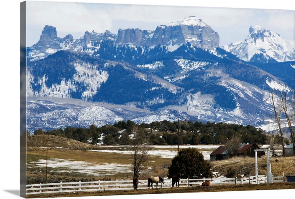 A ranch below peaks of the San Juan Mountains, Colorado