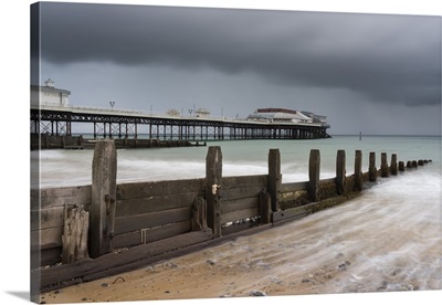 A stormy sky over the beach and pier at Cromer, Norfolk, England