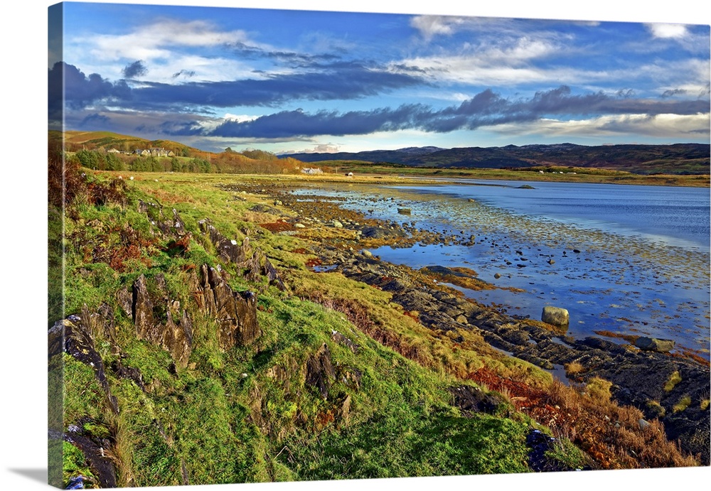 A view across the remote Loch Na Cille at low tide in the Scottish Highlands, Scotland, United Kingdom, Europe