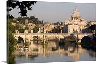 A view of the S. Angelo bridge on the Tiber River, Rome, Lazio, Italy, Europe