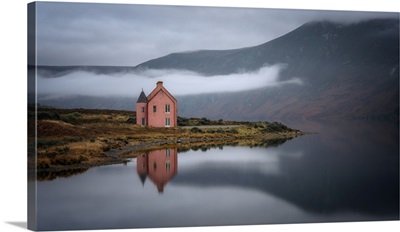 Abandoned Pink House On Loch Glass, Highlands, Scotland