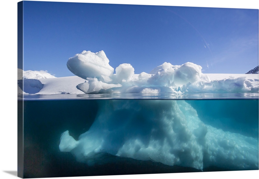 Above and below view of glacial ice near Port Lockroy, Antarctica, Polar Regions