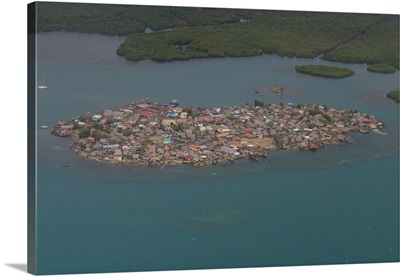 Aerial of a densely populated island, San Blas Islands, Kuna Yala, Panama
