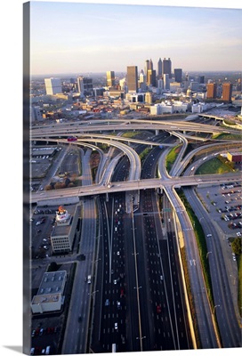 Aerial of highways leading to Atlanta, Georgia