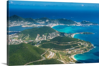 Aerial of Sint Maarten, West Indies, Caribbean