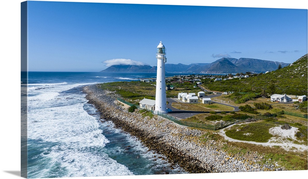 Aerial of Slangkop Lighthouse, Cape Town, Cape Peninsula, South Africa, Africa