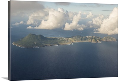 Aerial of St. Eustatius, Statia, Netherland Antilles, West Indies, Caribbean