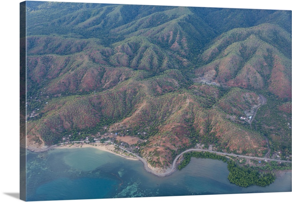 Aerial of the coastline of East Timor, Southeast Asia