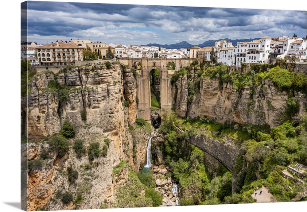 Aerial of the historic town of Ronda, Andalucia, Spain, Europe