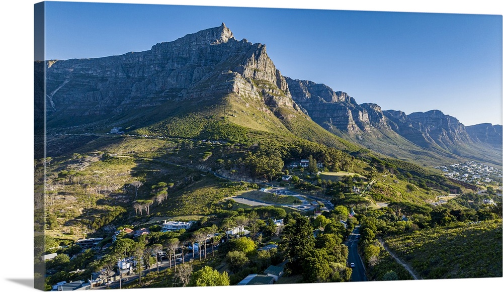 Aerial of the Table Mountain and the Twelve Apostles, Cape Town, South Africa, Africa