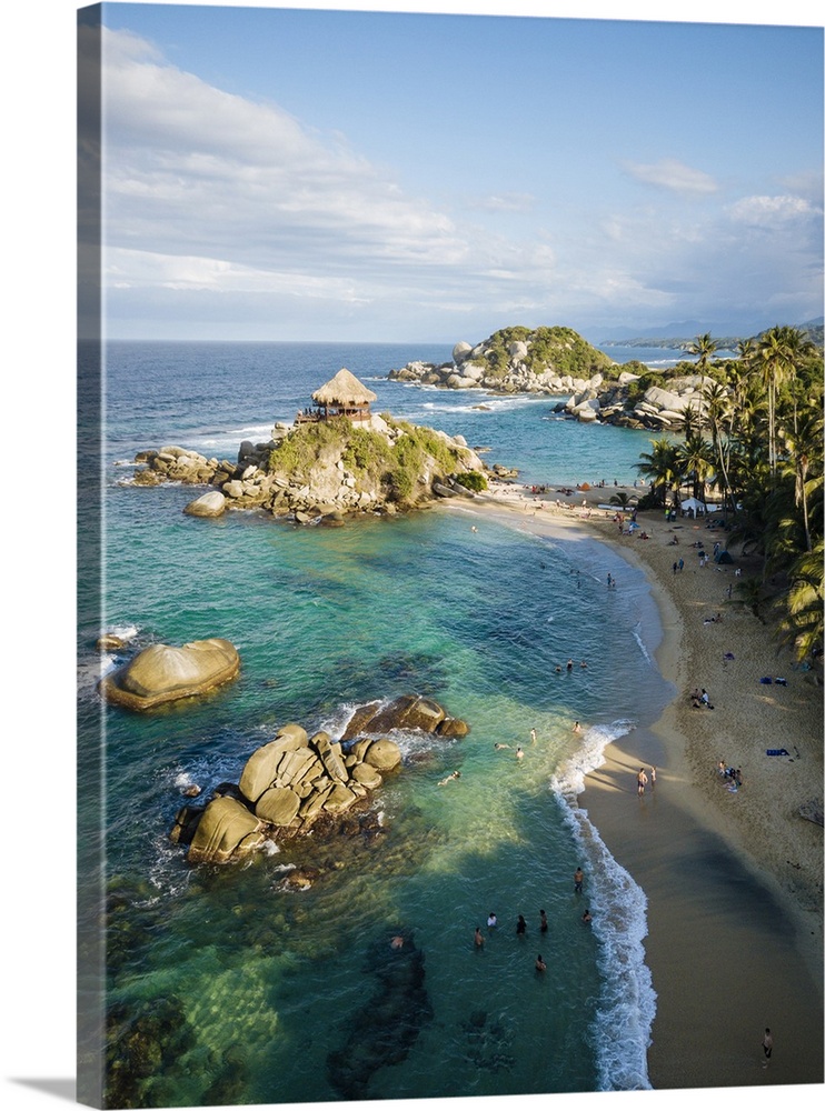Aerial view by drone of Tayrona National Park, Magdalena Department, Caribbean, Colombia, South America