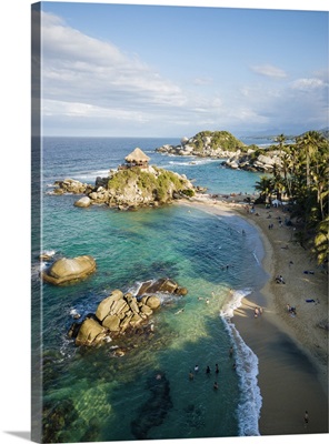 Aerial View By Drone Of Tayrona National Park, Magdalena Department, Caribbean, Colombia