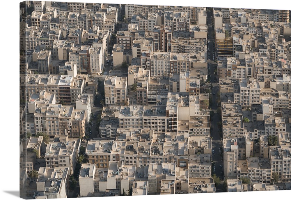 Aerial view of apartment and office buildings, Central Tehran, Iran, Middle East