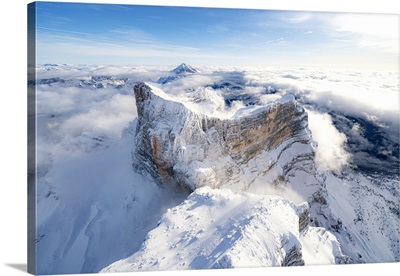 Aerial View Of Monte Pelmo In Winter, Dolomites, Belluno Province, Veneto, Italy, Europe