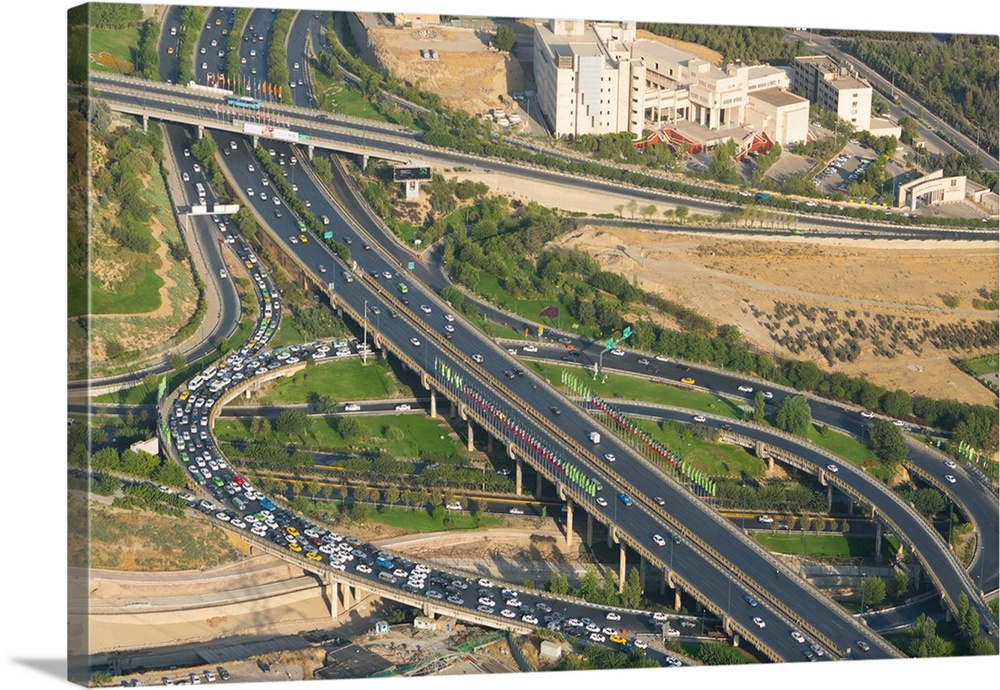 Aerial view of yet another traffic jam, Tehran, Iran, Middle East