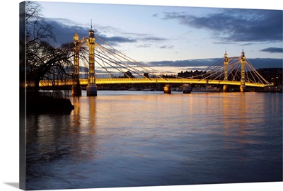 Albert Bridge over the River Thames, Chelsea, London, England, UK