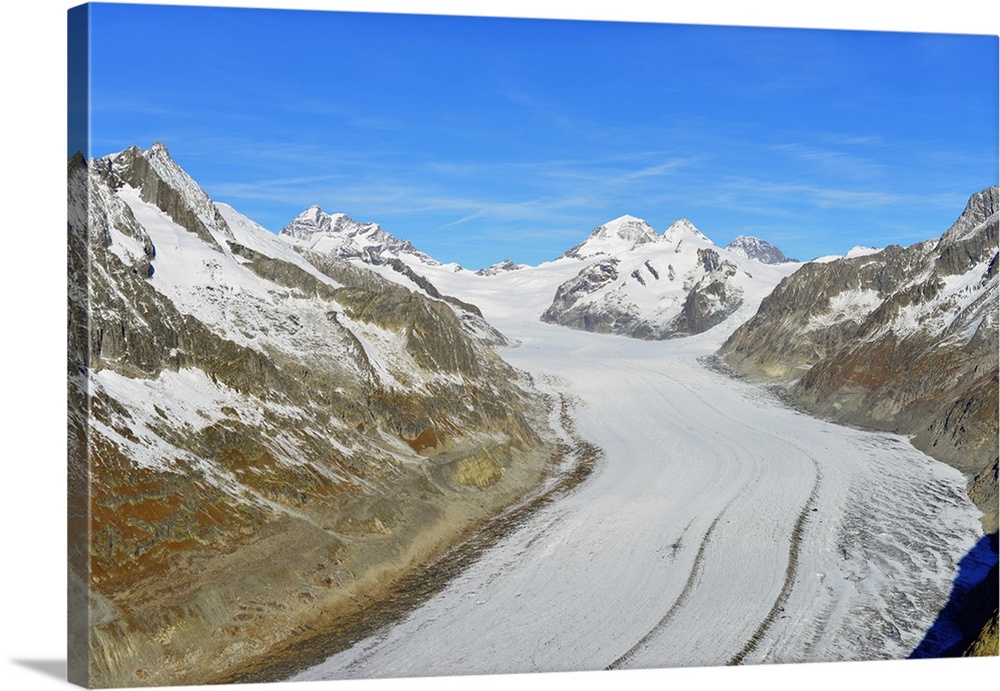 Aletsch glacier, Monch, 4107m, and Trugbe, Jungfrau-Aletsch, UNESCO World Heritage Site, Valais, Swiss Alps, Switzerland, ...