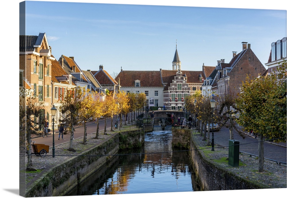 Amersfoort canal with traditional Dutch buildings on the margins, Amersfoort, Utrecht Province, The Netherlands, Europe
