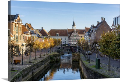 Amersfoort Canal With Traditional Dutch Buildings, Utrecht Province, The Netherlands