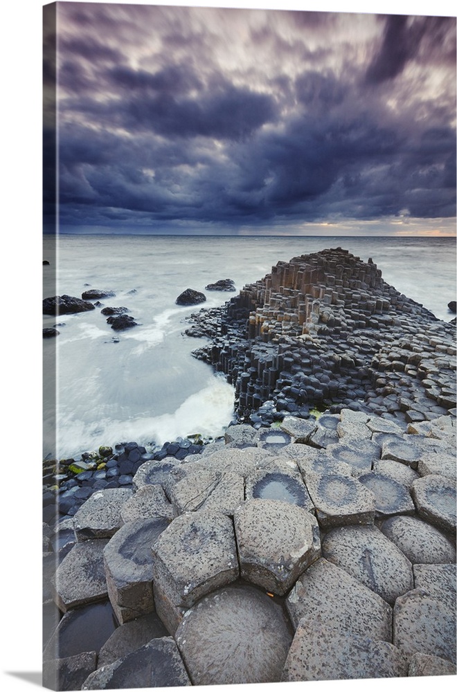 An evening view of the Giant's Causeway, County Antrim, Ulster, Northern Ireland