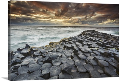 An evening view of the Giant's Causeway, County Antrim, Ulster, Northern Ireland