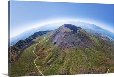 Angled Aerial View Of Mount Vesuvius Volcano, Naples, Campania, Italy, Europe