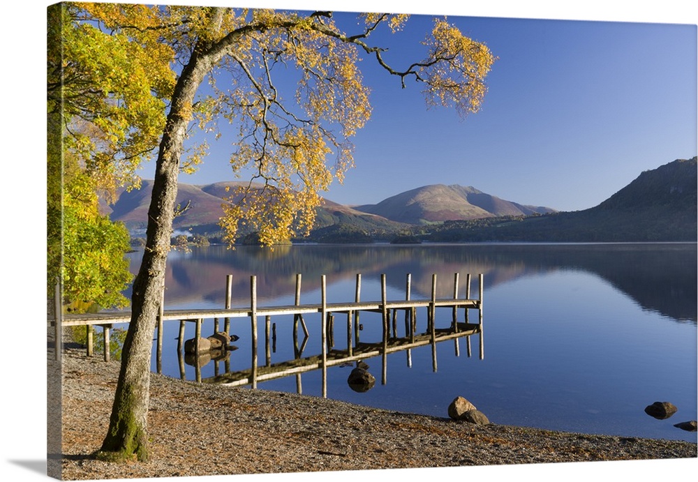 Autumn sunshine over Brandlehow, Borrowdale, The Lake District National Park, Cumbria, England, United Kingdom, Europe