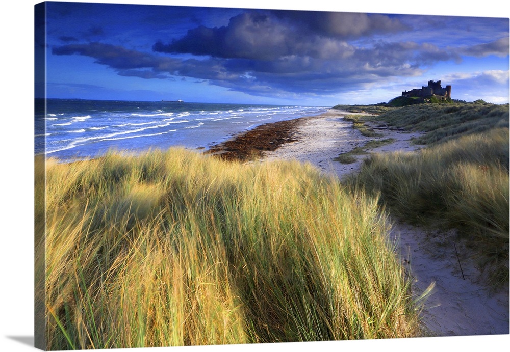 Bamburgh Castle and beach, Northumberland, England, United Kingdom, Europe