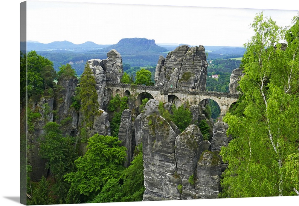 Bastei Bridge on Bastei Rock Formation near Rathen, Saxon Switzerland, Saxony, Germany