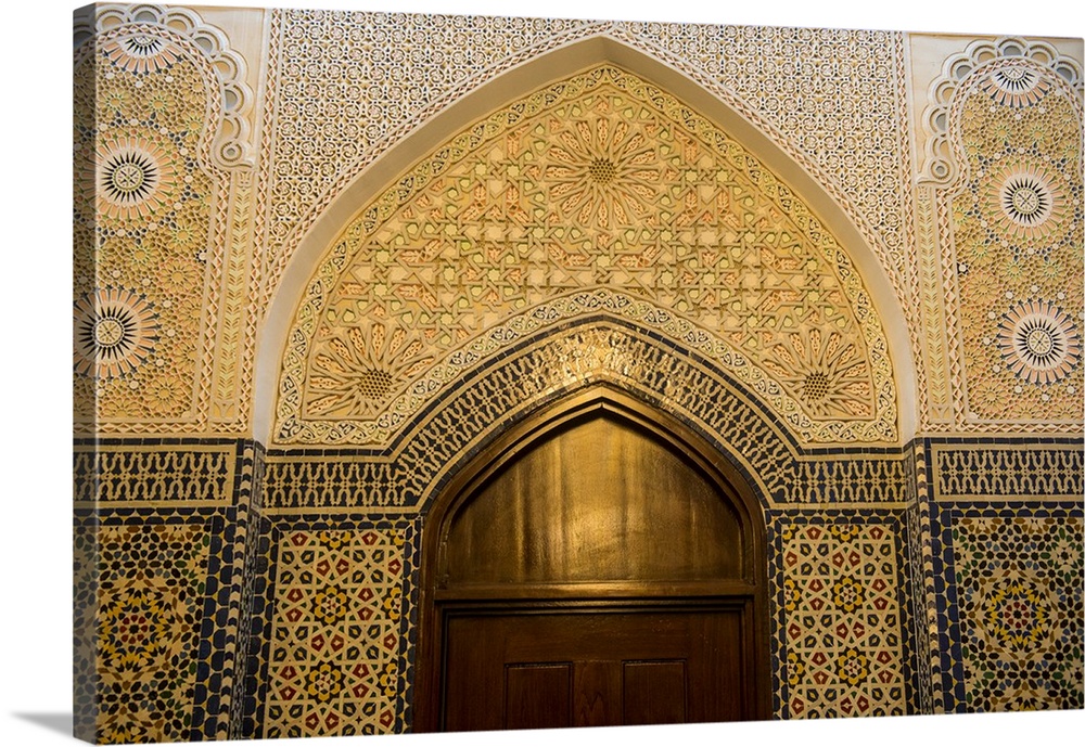 Beautiful ornamented door inside the Grand Mosque, Kuwait City, Kuwait