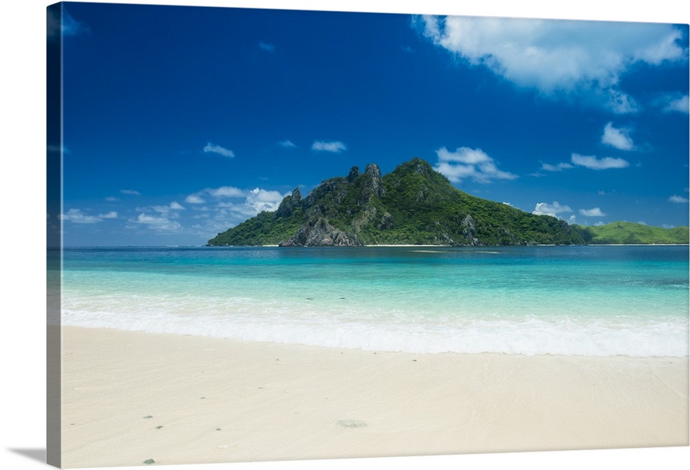 Beautiful white sand beach on Monuriki (Cast Away Island), Mamanuca Islands, Fiji, South Pacific