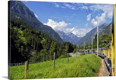 Berner Oberlandbahn Railway in Lutschental, Bernese Oberland, Switzerland