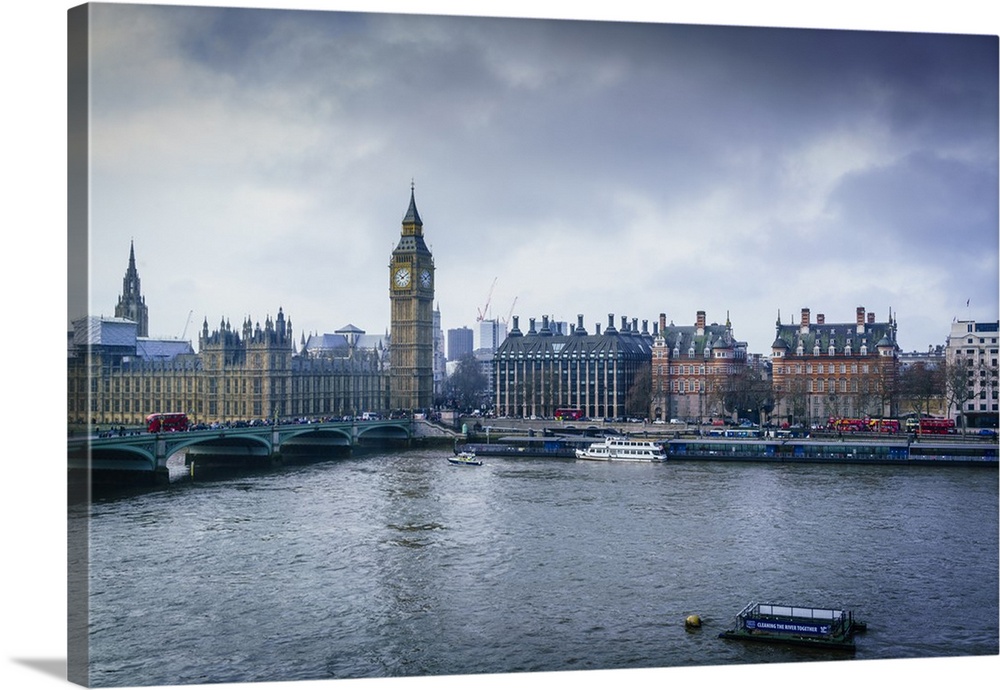 Big Ben and Westminster Bridge on a winter's morning, London, England