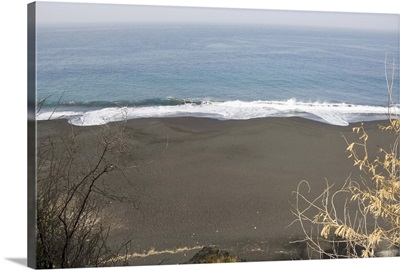 Black volcanic sand beach at Sao Filipe, Fogo (Fire), Cape Verde Islands, Atlantic Ocean