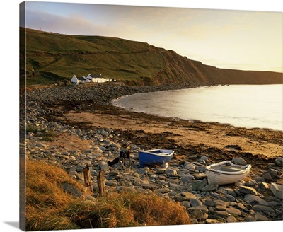 Boats at Nor Wick on the northeast tip of the island, Unst, Shetland Islands, Scotland